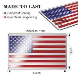2 Pack American Flag Sticker, 3D Car Military Patriotic Emblem Decal, Color 5"x 3" Small Bumper US Stickers Decal Compatible with with Jeep, Trucks, RV, SUV and More (One Left and One Right)