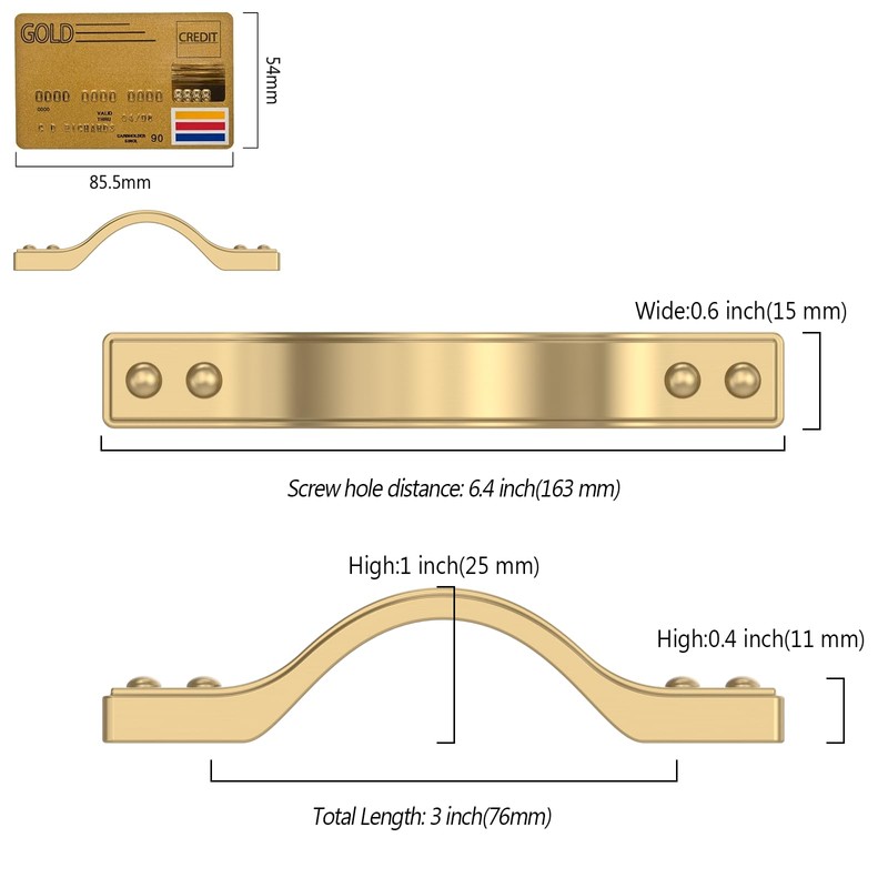 Amerdeco 10 Pack Champagne Bronze Cabinet Pulls 3 Inch(76mm) Hole
