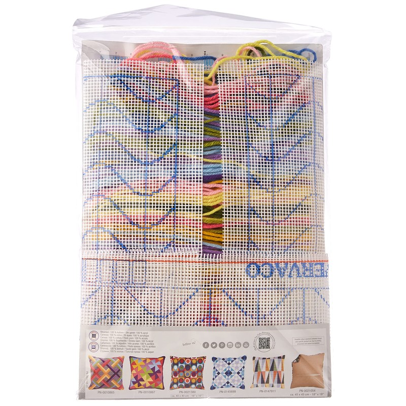 Vervaco Bold Geometric Style Long Stitch Cushion Kit 2, Multi-Colour