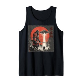 Samurai Bigfoot Japanese UFO Ukiyo-e Art Graphic Red Sun Tank Top