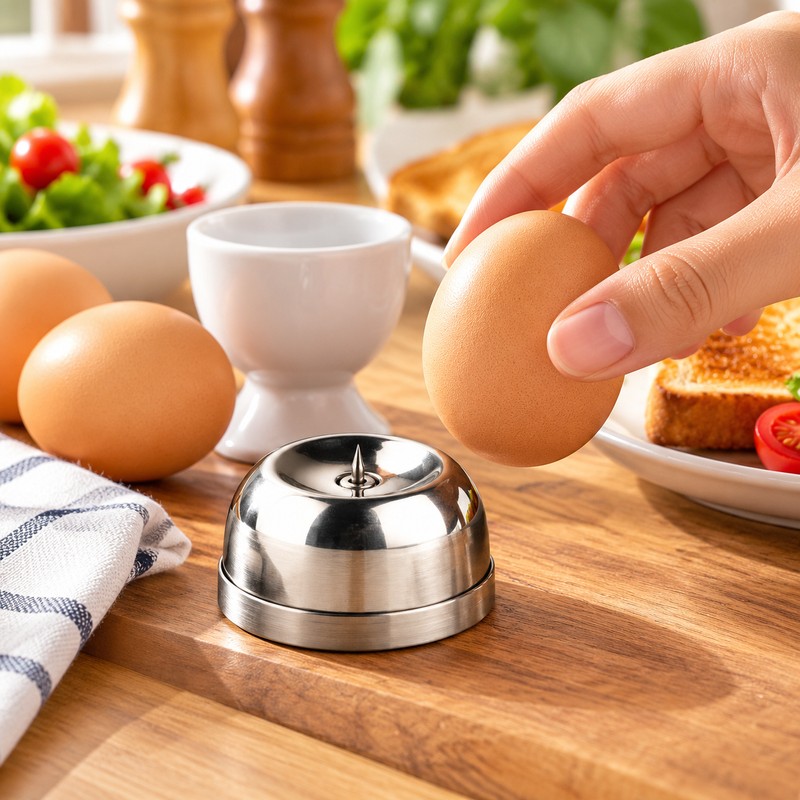 Stainless Steel Egg Piercer for Home Cooking – Compact Manual