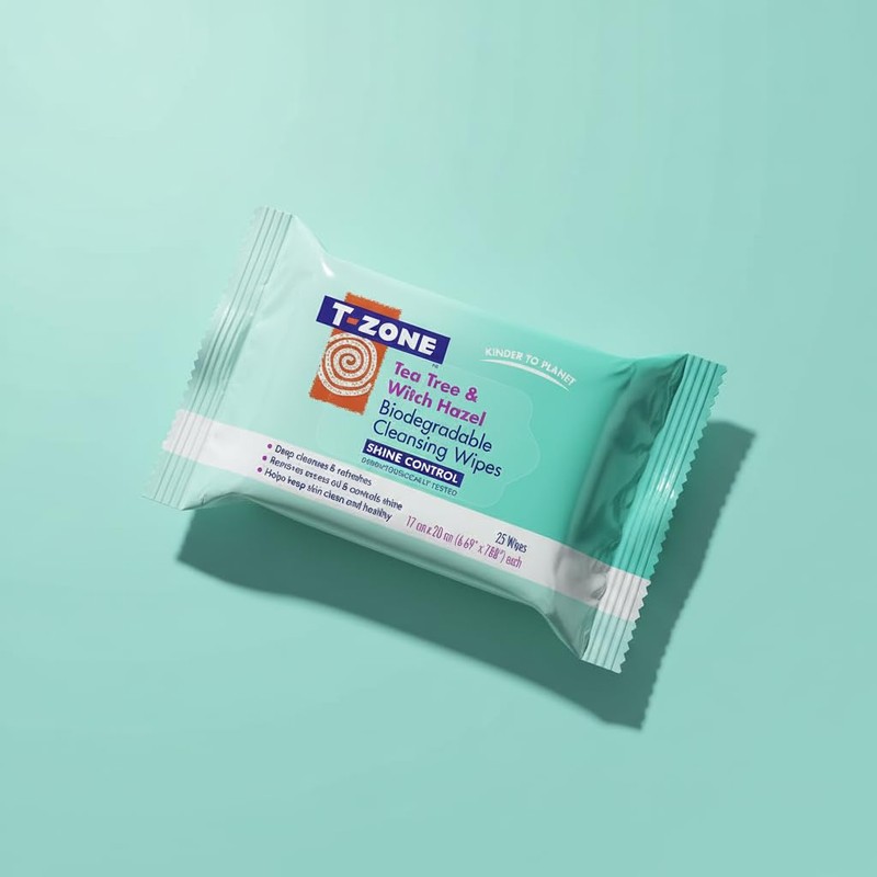 T-Zone Tea Tree & Witch Hazel Biodegradable Cleansing Wipes 25