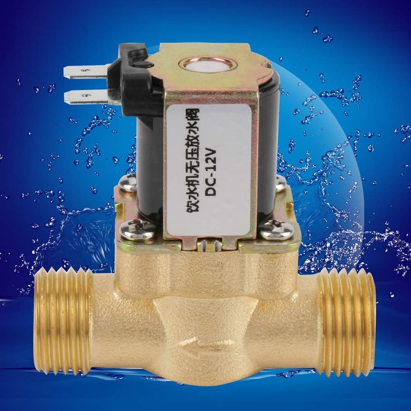 Akozon Solenoid Valve, 12V BSPP G1/2 Brass N/C Normally Closed