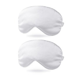 PATIKIL Silk Sleep Mask, 2 Pack Soft Satin Eye Protective Mask Blackout Eye Cover with Elastic Straps for Side Sleeping Women Men Travel, White