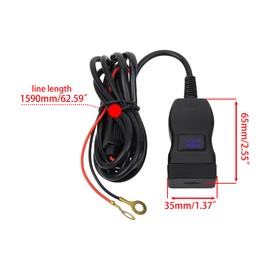 ABCERRSI Motorcycle USB Charger QC 3.0 Phone Charger Dual USB Type C Voltmeter Switch Compatible with Phone Tablet Black