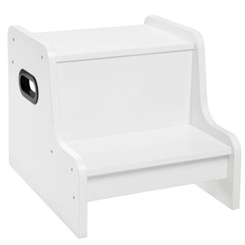 HOOBRO Step Stool for Kids, Two Step Toddler's Stool, Kids Potty Training Stool with Handles, Non-Slip Pads for Safety, Easy to Move, for Sink, Bathroom, Bedroom, White WT01JD01G1