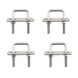 CXMTECH 4 Pack M6 Square 304 Stainless Steel U Bolts with Frame Plate Nuts Washers for Fixing Pipes Car Trailers Ski Boats Sailboats Trailers