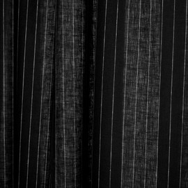 Solino Home Stripe Linen Curtain 96 Inches - 100% Pure Linen Black and White Light Filtering Rod Pocket Curtain 52 x 96 Inch - Window Treatment Panel for Living Room, Bedroom - Pinstripe