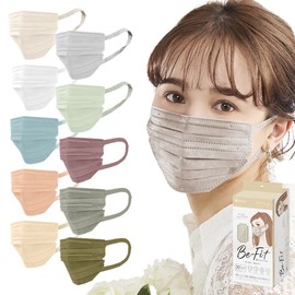 Iris Ohyama PK-B30MXQ Non-Woven Pleated Mask, Pack of 30, Regular Size, JIS Standard, Non-Woven Mask, Small Face, Beautiful Fit Mask, Complexion Mask, Cheek Mask, Color Mask, Individually Packaged, Disposable, Stylish, Won't Hurt Your Ears, Pale Beige