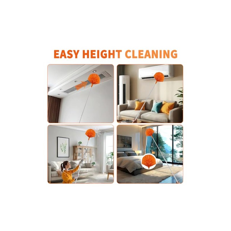Hohoky 7-Piece Cobweb Duster Kit with Telescoping Pole