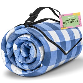 TigeJoy Extra Large Picnic Blanket Waterproof 60x80, 5-Layer Thick Beach Blanket Sandproof, Gingham Picnic Blanket Outdoor Picnic Mat for Beach, Park, Grass, Travel, Hiking, Camping Essentials