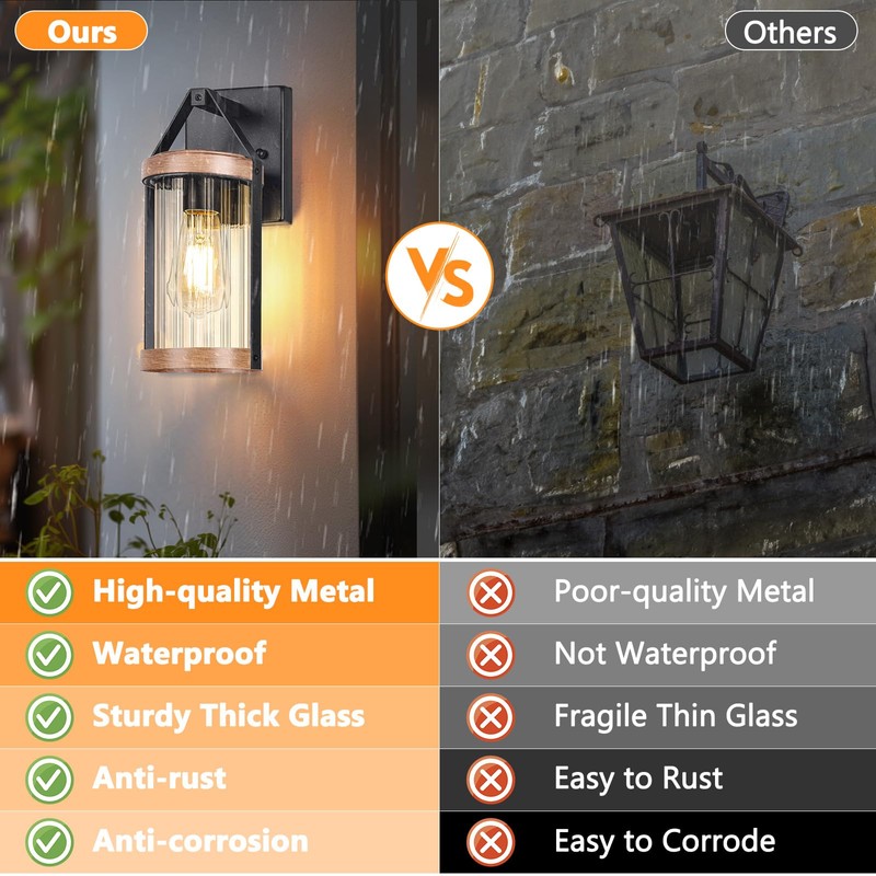 2-Pack Outdoor Light Fixtures, Waterproof Modern Exterior Wall Lantern Porch