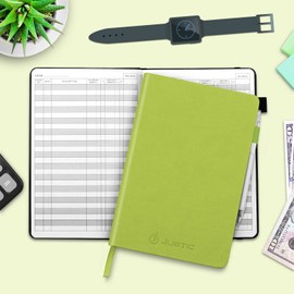 JUBTIC A5 Check Registers for Personal Checkbook, Ledger Transaction Registers Log Book for Small Business. Track Payments, Finances, Deposits, Debit Card and Bank Account - Green