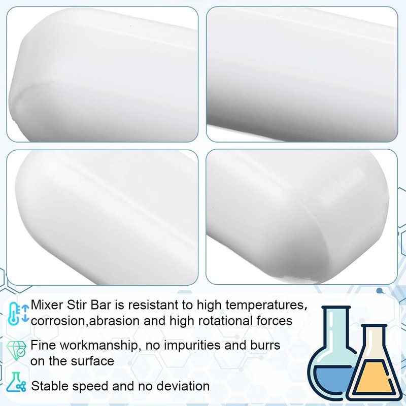 AFCJLTO Set of 4 Magnetic Stirrers with PTFE Coating, White