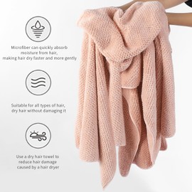 Laojbaba Microfiber Hair Towel Quick Dry Hair Towel Hair Drying Towels Suitable for All Kinds of Hair Ultra Absorbent Long and Thick Hair 24X48inch Lotus Root Pink (1pcs)