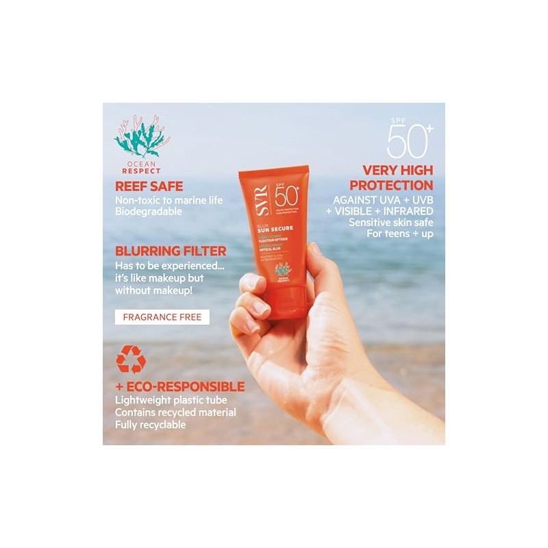 SVR Sun Secure Blur SPF50+ Face Sunscreen Primer, Soft-Focus 50ml