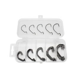 Fishing Hooks Set Carbon Steel Fishing Hooks, 50 Pieces Fishing Hooks with Barbed Fish Hooks with Plastic Box for Saltwater and Freshwater, 2# 1# 1/0# 2/0# 3/0#