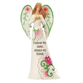 Collections Etc Floral Tabletop Angel Figurine with Sentiment Saying