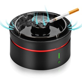 YOWOMTA Smokeless Ashtray Indoor,Multifunctional Air Purifier Ashtray with Filter,Smoke Eaters Ash Tray for Home,Office,Car(Black)