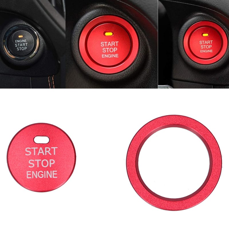 Fydun Engine Start Ring Stickers, 2 Pcs Aluminum Alloy Engine