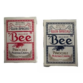 Bee 2 Deck Red Blue Rare BEE PINOCHLE OHIO MADE Playing Cards Club Special Bicycle