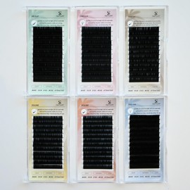 SuperEyedol Classic Ellipse Flat 0.15mm Eyelash Extensions Professional Supplies J,B,C,D Curl, 8-15mm Length, Faux Mink Individual Classic Eyelash Extensions Matte Black (J-14mm)