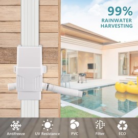 Rainwater Collection System, Rain Barrel Diverter Kit for 2x3”and 3x4” Downspouts, with Filtration and Hose, Rain Diverter, Downspout Diverter, White