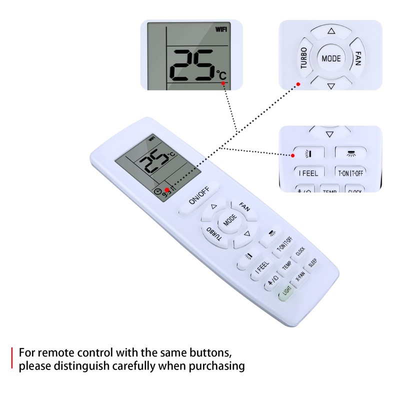RETROSUN Replacement Remote Control for GREE Air Conditioner YAP1F YV1L1