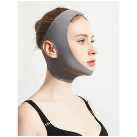 Generic Chin Strap Bandage for Women - Neck and Chin Compression Garment Wrap - Face Slimmer, Jowl Tightening, Chin Lifting (Dark grey, M)