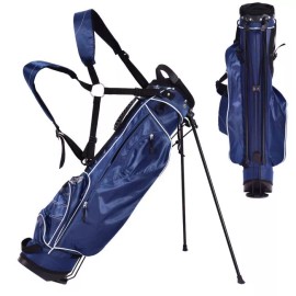 GoPlus Golf Stand Cart Bag Clubs W/ 4 Way Divider Carry Organizer Pockets Storage Blue
