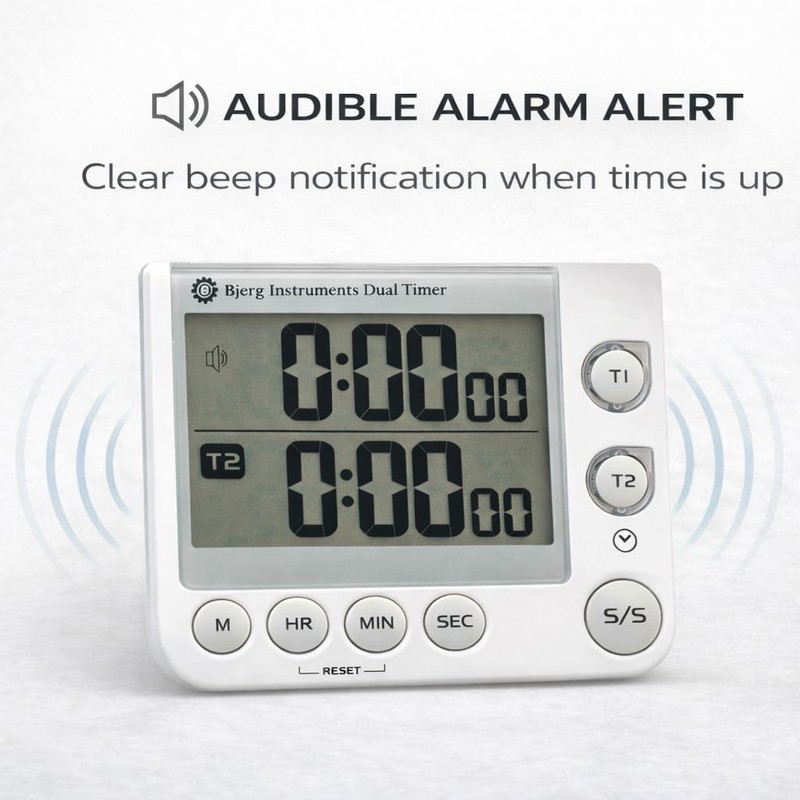 Bjerg Instruments Dual Digital Kitchen Timer – Count Up &