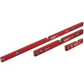 SOLA LSX482410 X PRO Aluminum Box Profile Spirit Level Set with 60% Magnified Vials, 10, 24 & 48-Inch , Red