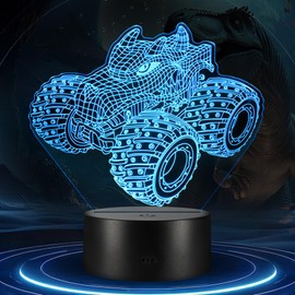 APNYZS 3D Monster Trucks Night Light for Boys,LED Illusion Lamp with 16 Colors Monster Truck Shape Children's Room Bedroom Decorations Cool Gadget Perfect Xmas Birthday Gift for Boy Kids (1)