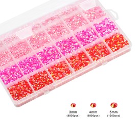 Liiouer Hot Pink Rhinestones, Crystal Bling Gemstones Mixed Color Rhinestones for Crafts, 16000PCS AB Color Non-Hotfix Flatback Resin Jelly Rhinestones for Tumblers, DIY Decoration Mixed Size 3/4/5mm