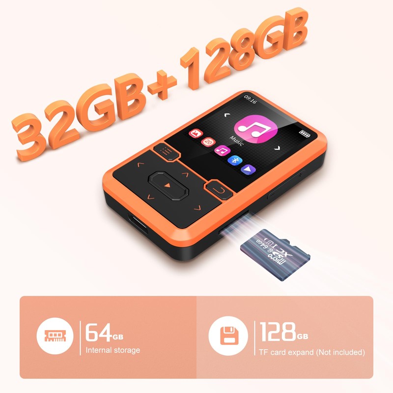 Clip MP3 Player with Bluetooth 5.0, 32GB Children's MP3 Player
