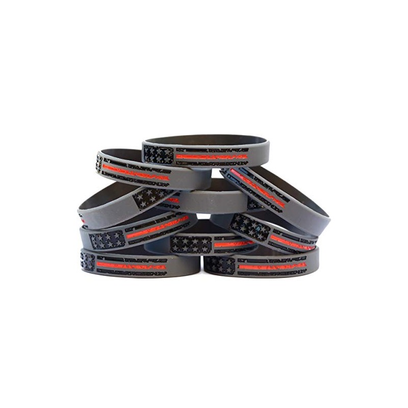 10 Vintage Flag Thin RED Line Wristbands