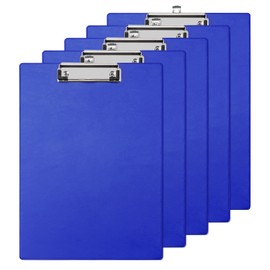 Srvnpioy Clipboard A4, 5 Pack, Clip Board with Low Profile Clip, Made of PVC and Cardboard, A4 Writing Pad, Memo Paper Writing Board for Office, Hospital, Restaurant, Warehouse, Blue