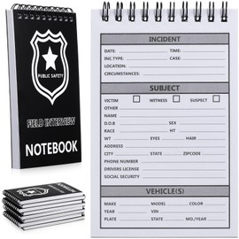 Teling 8 Pcs Public Safety Police Field Interview Notebook Report Notepad for Law Enforcement Officer Gifts Ticket Book Notebook Cop Interview Equipment Accessories, 70 Sheets/ 140 Pages