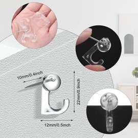 100 Pcs Push Pin Hooks Plastic Heads Pin Tacks Wall Decorative Thumb Tacks Hook for Cork Bulletin Board Map Photos Calendar Home Office School Supplies - Transparent