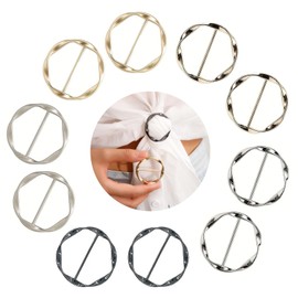 10 Pcs Scarf Ring Clips for Women T-Shirt Ties Clips Metal Round Circle Shirt Clip Buckle T-Shirt Ties Rings Summer Dresses Accessories for Women 2024