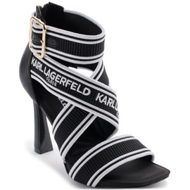 Karl Lagerfeld Paris Women's Cushioned Insole Everyday Careliz-Strappy Sandal Heeled, Black, 6