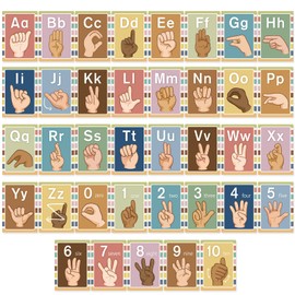 37 Sign Language Posters - Children's Sign Language Poster Alphabet Poster Toddler Sign Language Poster Classroom Decoration ASL Alphabet Poster (Bohemia)