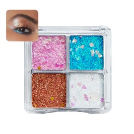 Glitter Eyeshadow Palette, Blue Pink Orange White Glitter Eye Shadow Pallets for Women, Long Lasting Pressed Bright Makeup Palettes, Shining Sparkly Party Eyeshadow Gift for Women & Girls
