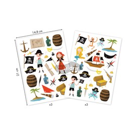 Maildor AE136O Pack of 6 Sheets of Stickers Dreamy in Format DIN A5, 14.8 x 21 cm, Ideal for Children from 2 Years, Pirates) 1 Pack