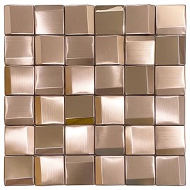 Parrotile 3D Accent Wall Penels Copper Wall Tile Backsplash Dimensional Wall Tiles [5 Sheets]