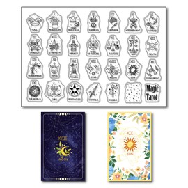 arriettycraft Clear Tarot Stamps for Tarot Journal, Set of 26 Tarot Rubber Stamps for Cards, Tarot Deck, Journal, Planner, Decoration