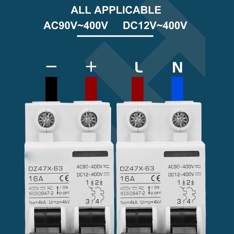 16A Circuit Breaker AC DC 2-in-1 400V 2P Miniature Circuit