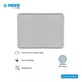 CNX Meer Regadera Cuadrada Multiposición De 19 Cm X 25 Cm De Abs