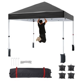 Outdoor Canopy Tent,8 x 8 Ft Pop Up Beach Canopy Tent 3 Adjustable Heights for Outdoor Shades with Wheeled Bag, 8 Stakes, 4 Ropes, Portable Shelter for Events, Parties, Camping