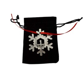 1 Year Cut Out Metal Snowflake Christmas Tree Hanging Decoration - 1st Wedding Anniversary